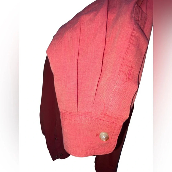Orvis Button Down Double Pocket Fishing Shirt Long Sleeve Size XL Orange - Picture 9 of 11
